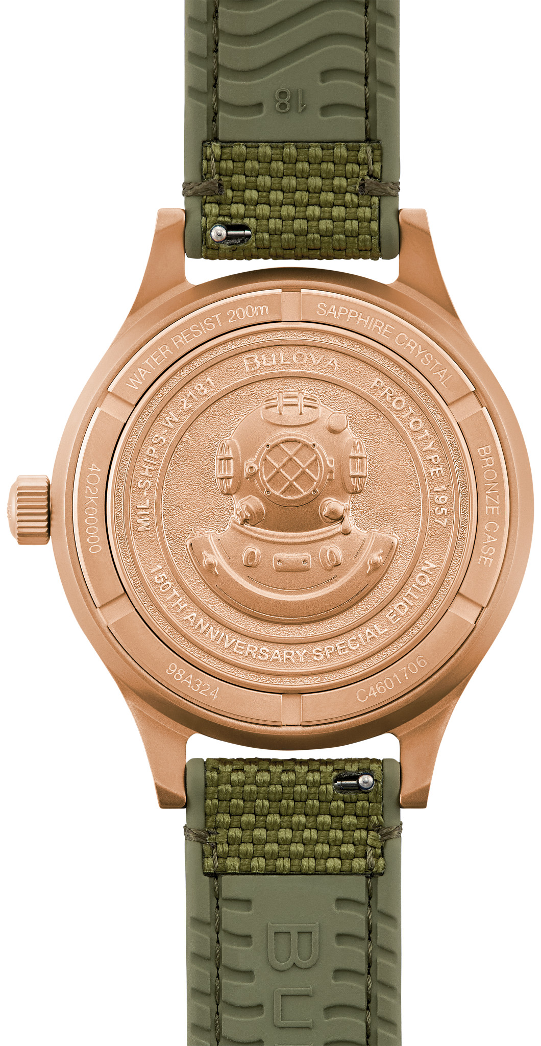 Green Dial CORDURA® + HNBR Strap MIL SHIPS 98A324 | Bulova